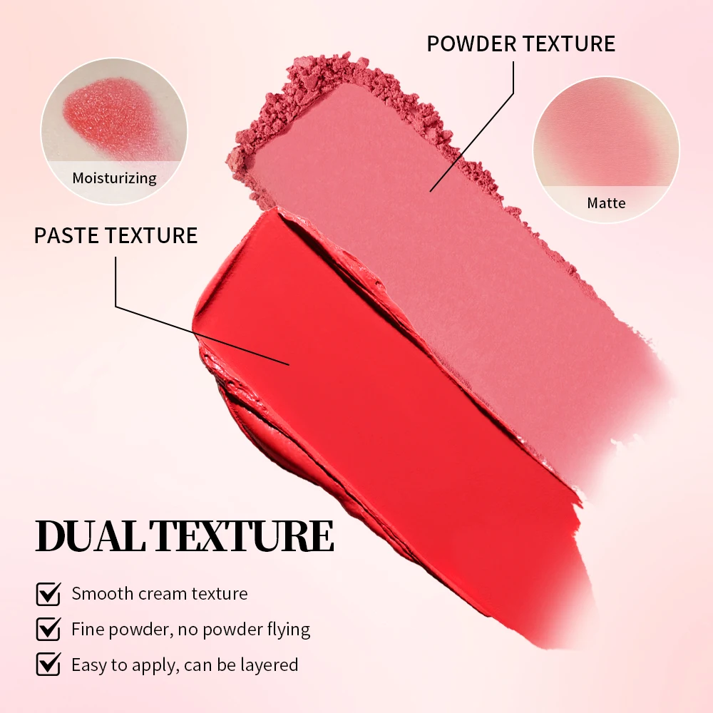 Blush Juvia's Cream Powder Matte Blush Makeup Rose Pan Long-lasting Wearing High Pigment Natural Matte Blush Duo Cosmtics 3