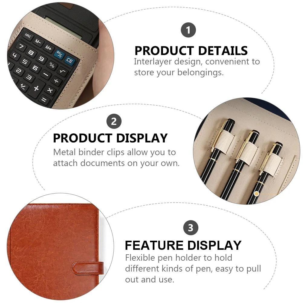 

Card Holder Padfolio With Loose- Case Zippered Document Closure Folder Leaf Business Organizer PU