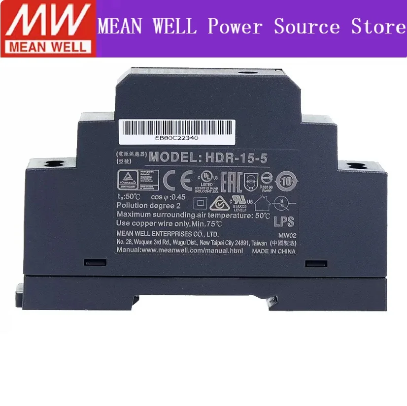 Alimentatore Mean Well HDR-15-5 - 15W, 5V/2.4A, Montaggio Su Guida DIN, Per Uso Industriale - Foto 2