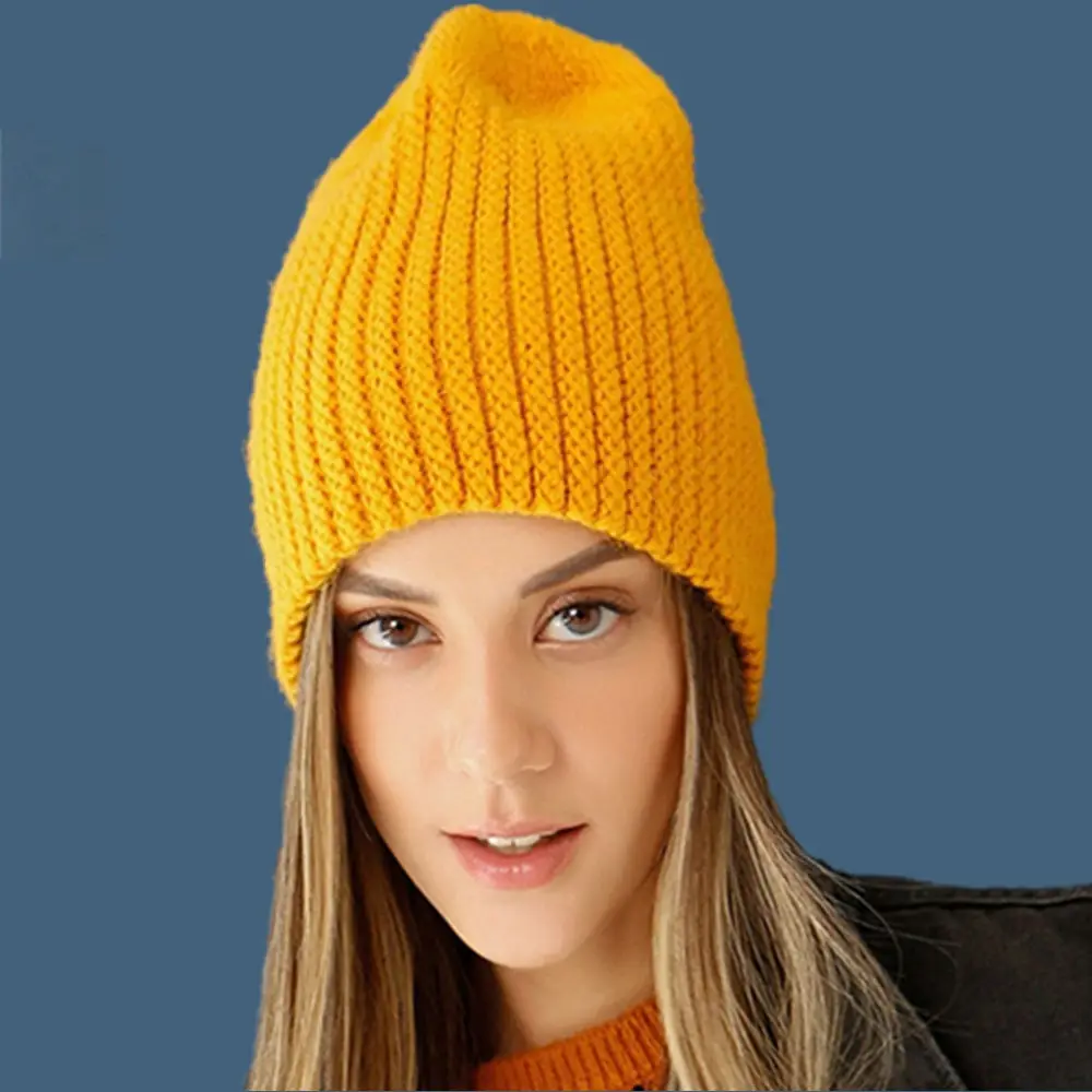 Hot Sale Women Hat Kpop Style Autumn /Winter Hat Soft Beanie Hats For Women Leisure Back Split Teens Ponytail Knitted Cap