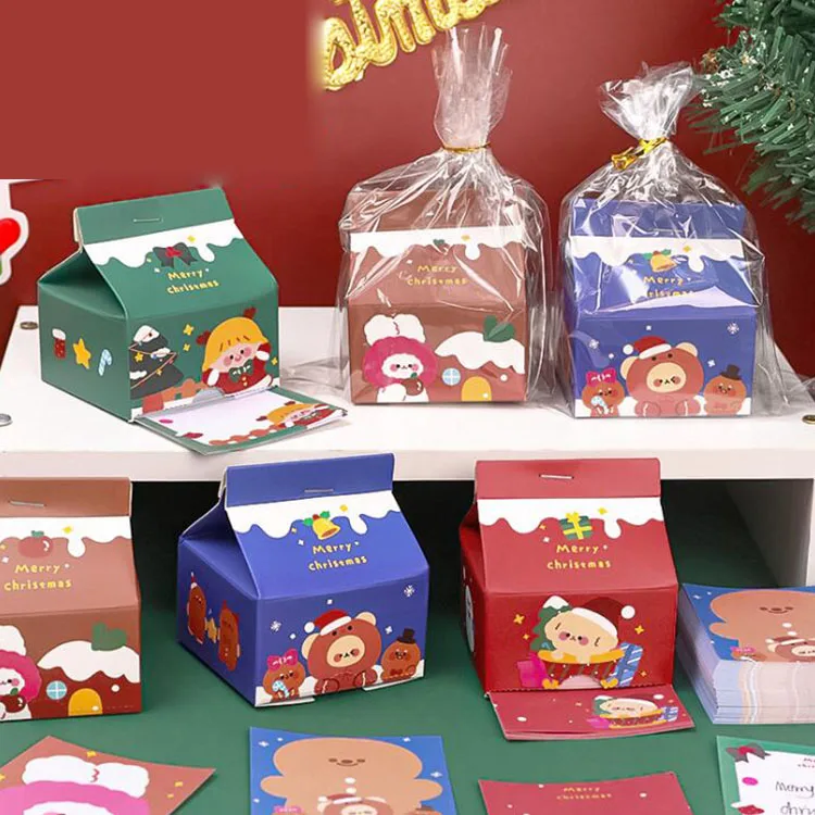 

8 box/lot Christmas Milk Box Animal Memo Pad Sticky Notes Cute N Times Stationery Label Notepad Post school Supplies