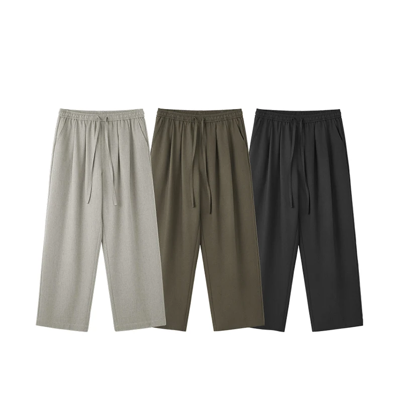 التضخم السراويل الكتان مستقيم الساق للرجال فضفاضة...