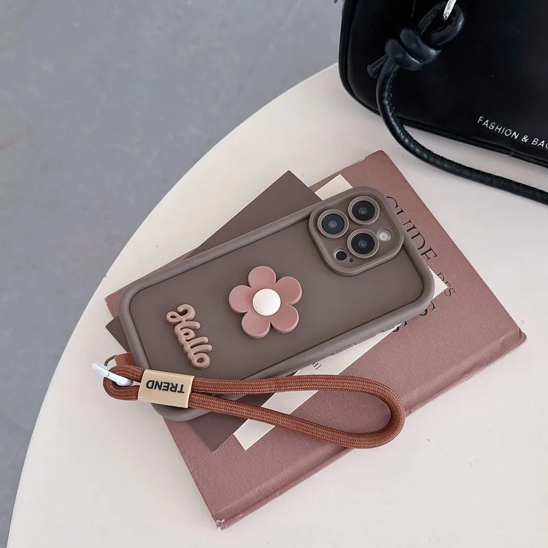 Floral Lanyard Rope Soft Phone Case Cover