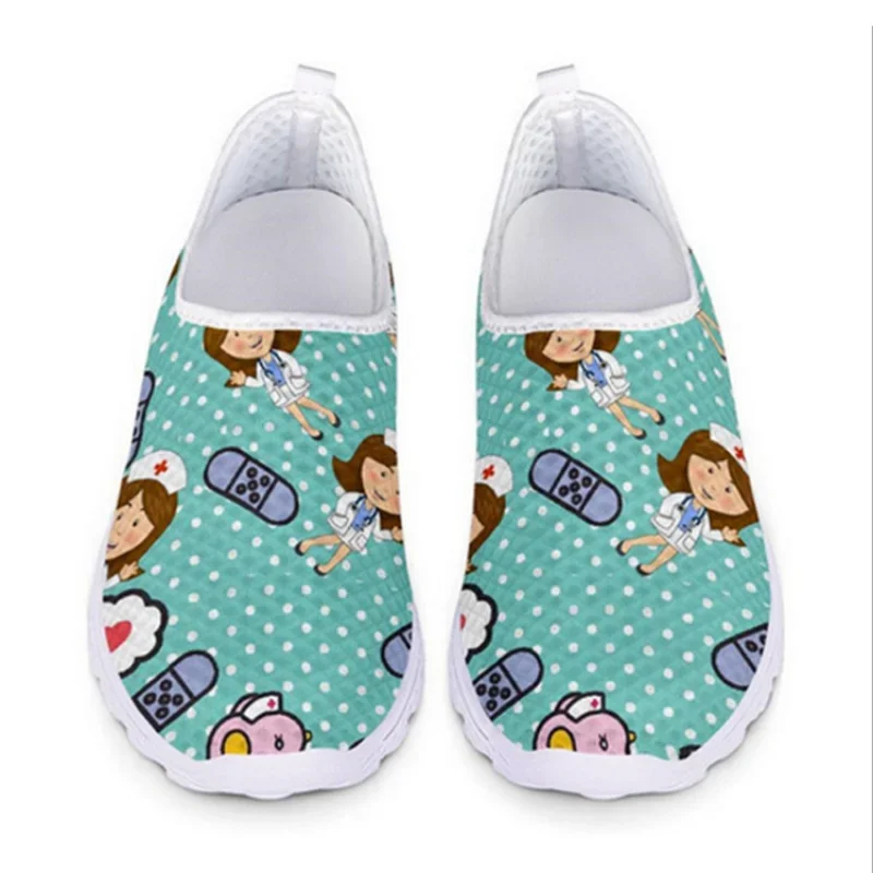 Ladies Loafers Cartoon Nurse Doctor Print Women Sneakers Slip on Light Mesh Casual Shoes Summer Breathable Flats Zapatos women shoes casual shoes women sneakers women flats