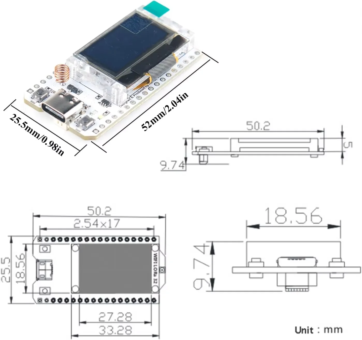 Heltec WiFi LoRa 32 V3 ESP32-S3 SX1262 개발 보드(OLED 포함) - Meshtastic IoT 노드 베어 보드 전용 DIY 메이커용