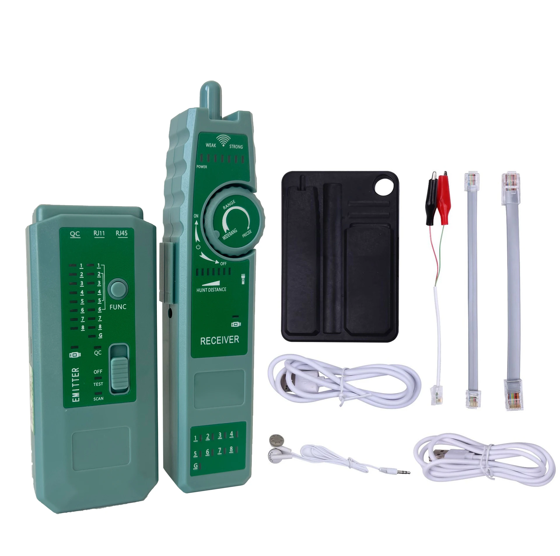 Localizzatore Di Cavi Di Rete E Tester Professionale Con Emettitore E Ricevitore, Per RJ45/RJ11, Fino A 300 Metri - 2