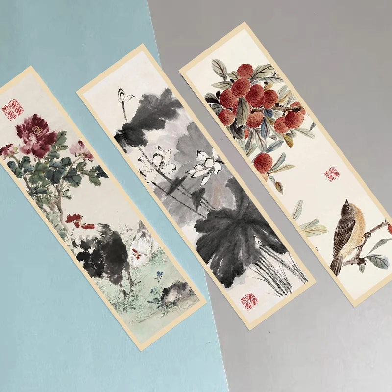 선물용 중국 스타일 책갈피, 독서 보상 경전 문구, 사무용품, 잉크 페인팅 스타일 책갈피, 30 개