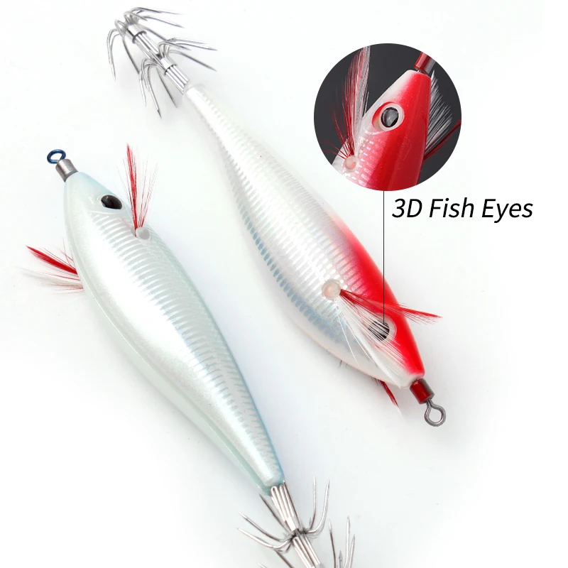 Kawa New Fishing Squid Hook Wood Shrimp 109g 100mm Eging Fishing Squid Lure Artificial Bait For Fishing Squid Octopus Hard Baits