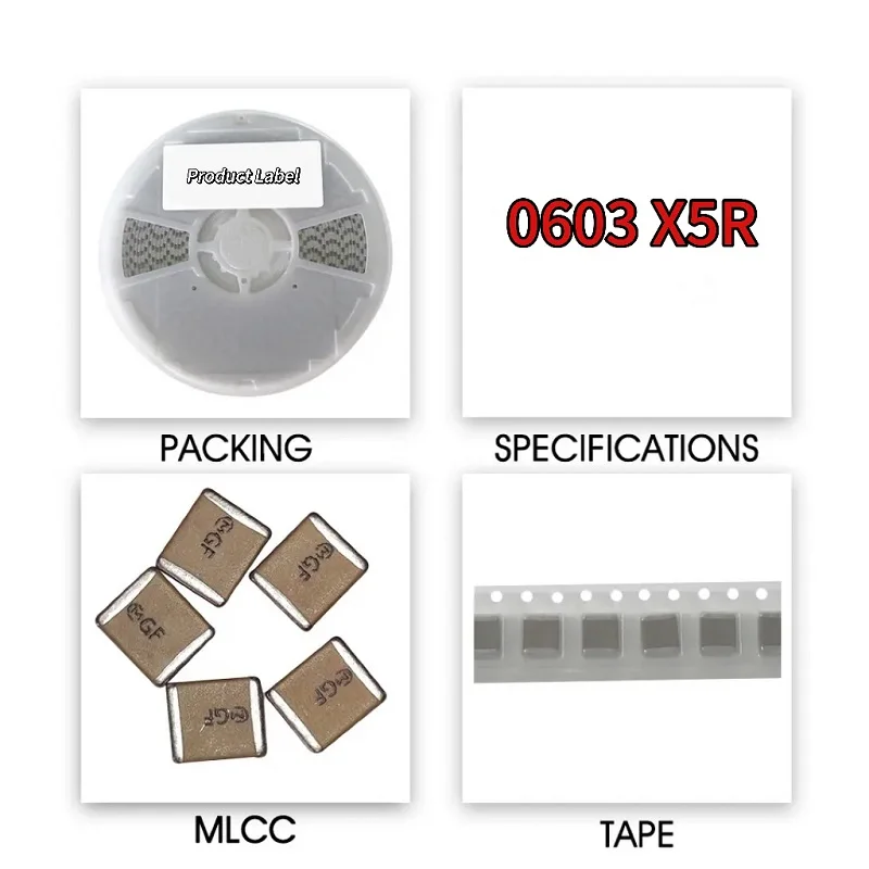 100pcs 0603 Capacitor X5R X7R NPO MLCC 1PF-22UF 10PF 22PF 100PF 1NF 10NF 100NF 0.1uF 1UF 2.2UF 4.7UF 10UF 22UF 6.3V 10V