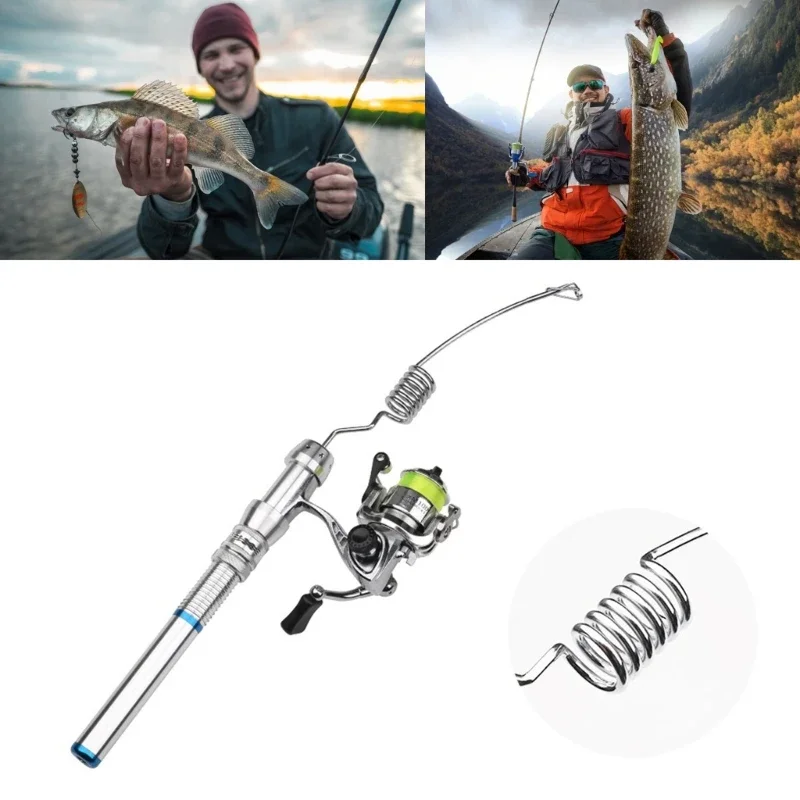 

Mini Ice Fishing Rod Compact Winter Ice Fishing Poles Portable Small portable Fishing Rods Lightweight Ice
