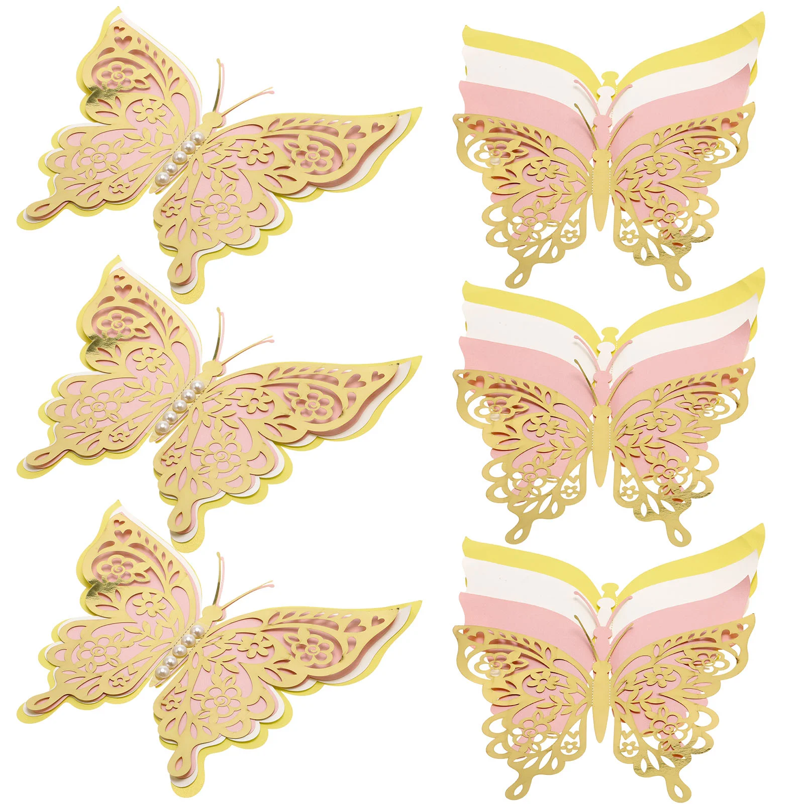 

Pearlescent Paper Hollow Butterfly Wall Sticker 3d Simulated Large Wedding Holiday Home Decoration