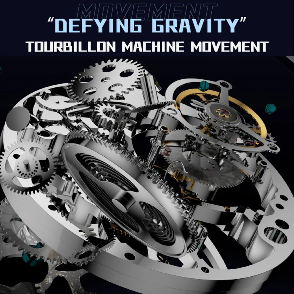 AESOP Real Flying Tourbillon Skeleton Watch for Men Mechanical Wristwatches Male Clocks Skeleton Sapphire Waterproof WatchA