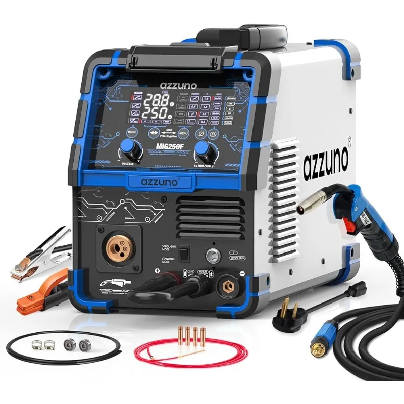 

Aluminum 250Amp MIG Welder,6 in 1 Gas MIG/Gasless Flux Core /Stick/Lift TIG/Spot Welding/Spool Gun Compatible Welding Machine