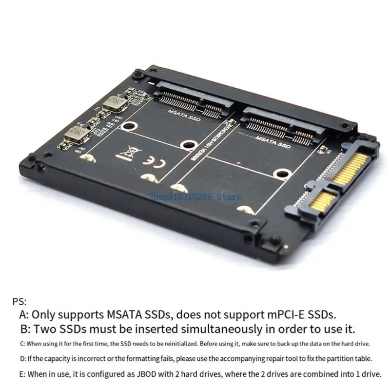 컴퓨터 액세서리 용 6Gbps 이중 mSATA-SATA3.0 변환기 어댑터 카드 컴퓨터 카드 소켓 인클로저