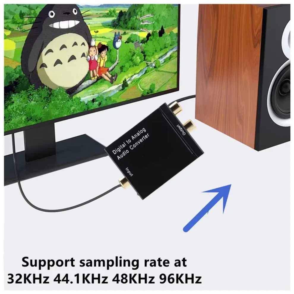Digital to Analog Audio Converter Coaxial Optical Fiber Toslink With Power For RCA SPDIF Digital Audio Decoder Stereo Amplifier