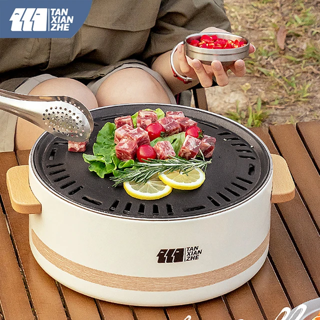 Multifunctional Carbon Grill Windproof Camping Cookwaree Portable Tabletop  Grill Mini Baking Pan Indoor Outdoor Travel Cooking