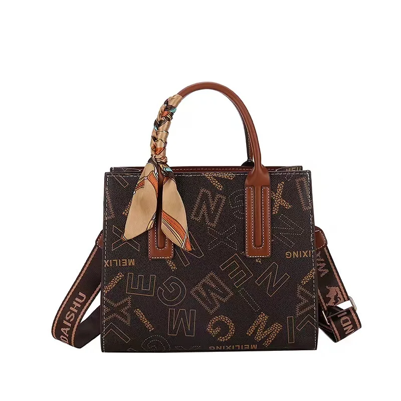 New European and American fashion printed ladies big bag high quality handbag Silk scarf single shoulder crossbody Tote bag