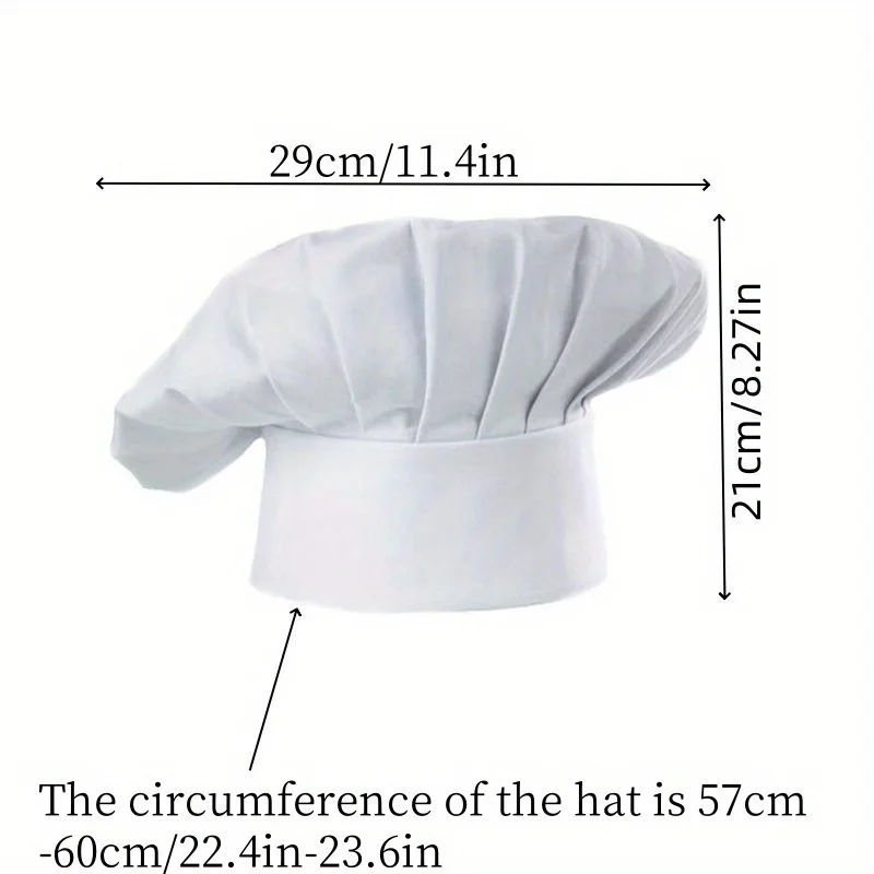 Adult Chef Hat Pack Adjustable Elastic Baker Cap 2pcs for Kitchen Cooking Suitable for Catering Schools Colleges Restaurants