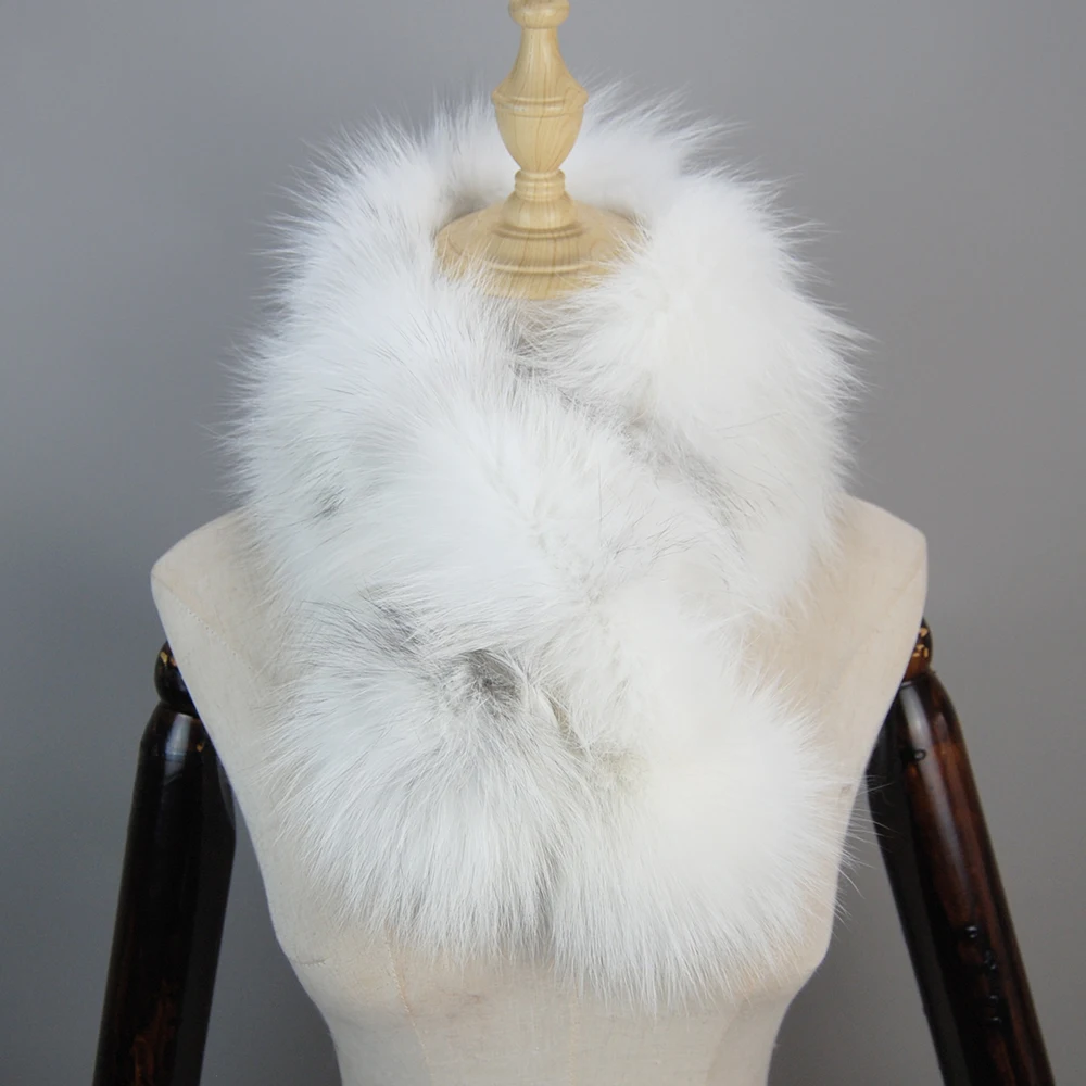 2025 Winter New Arrival Knitted Women Real Fox Fur Scarf Fluffy Warm Winter Natural Fur Scarves Female Fashion Short Neck Warmer 6