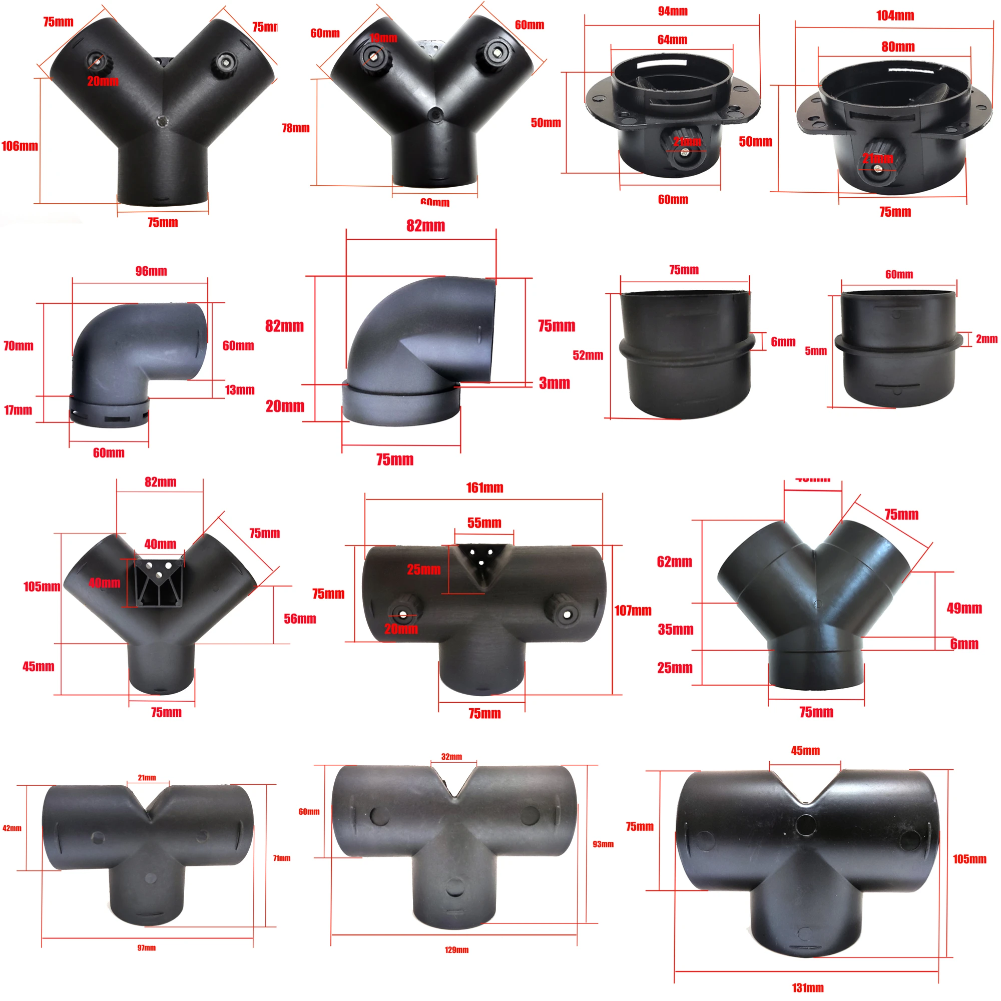 Air Vent Duct Ducting T L Y Branch Elbow Pipe Exhaust Connector Valve