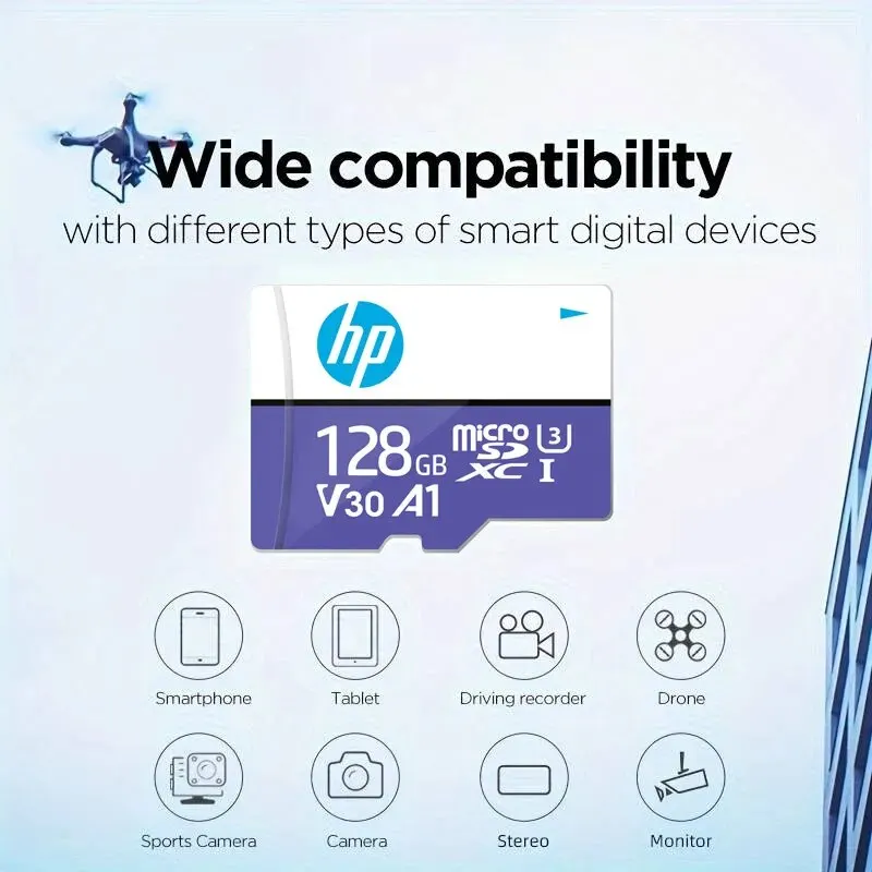 HP 마이크로 SD 카드 메모리 카드 클래스 10, 32GB, 64GB, 128GB, 256GB, U3, 4K, 고속 플래시 메모리 TF 메카드 C10