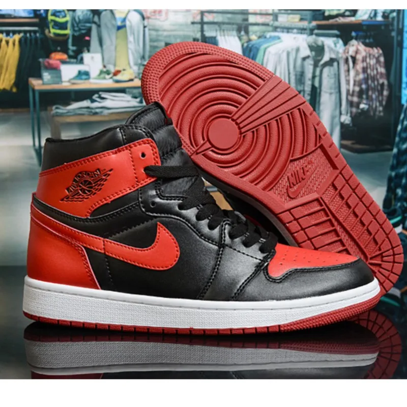 Nike Air Jordan 1 Mid Basketball Shoes Men's Basketball Red Color