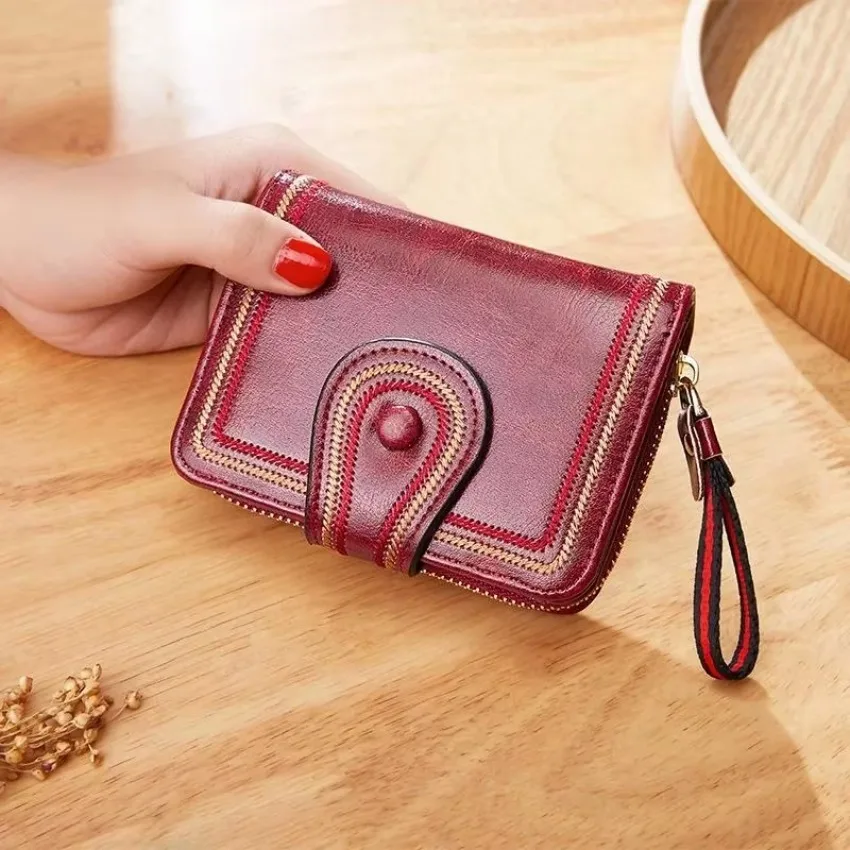 Portefeuille Femme Grande Capacite Femme Portefeuille Pu Cuir Porte-Monnaie Elégant Avec 16