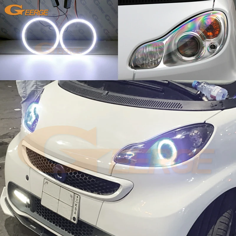 Per Smart Fortwo W451 2007 2008 2009 2010 2011 2012 2013 2014 Eccellente COB Ultra Luminoso Led Fari Alogeni Di Profondità Kit Halo Anelli Luce del Giorno