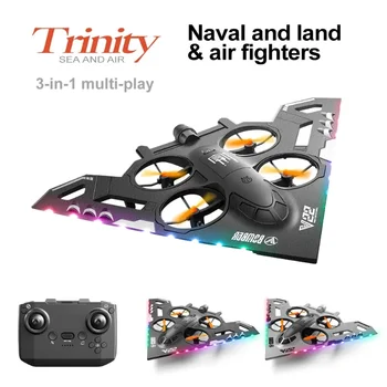 V22 RC Aircraft Water Land Air Three in One Plane Model Glider Toy Capable Aerial  with Drone Birthday presents for boys girls 1