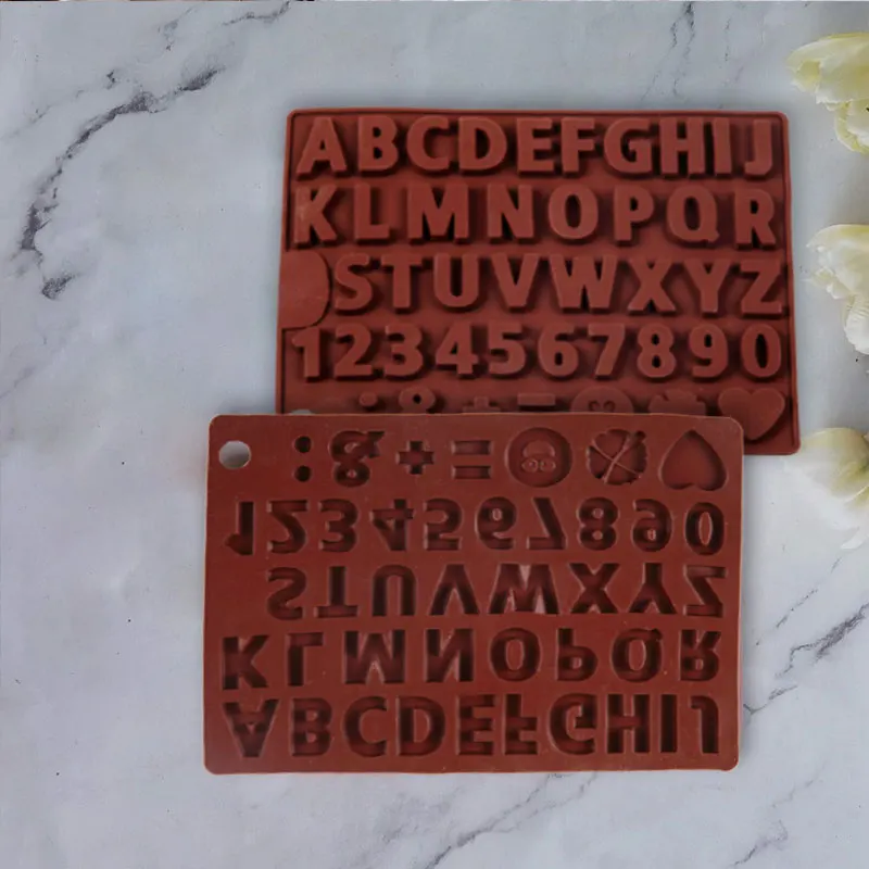 Moules à Lettres En Silicone A-Z - 26 Lettres 3D Antiadhésives, Pour Chocolat, Biscuits, Glaçons (Marron) - 6
