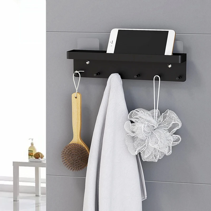 6 Hooks Wall Rack Shelf Modern Clothes Storage Rack Hook Towel Coat