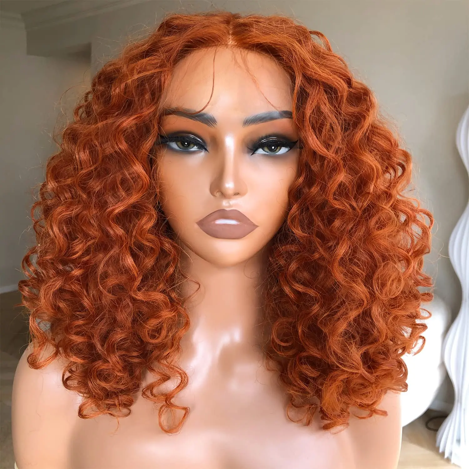 

Ginger Orange Bob Glueless Wig Human Hair Ready To Go 250% Density Water Wave 13X6 HD Transparent Lace Frontal Wig Pre Plucked