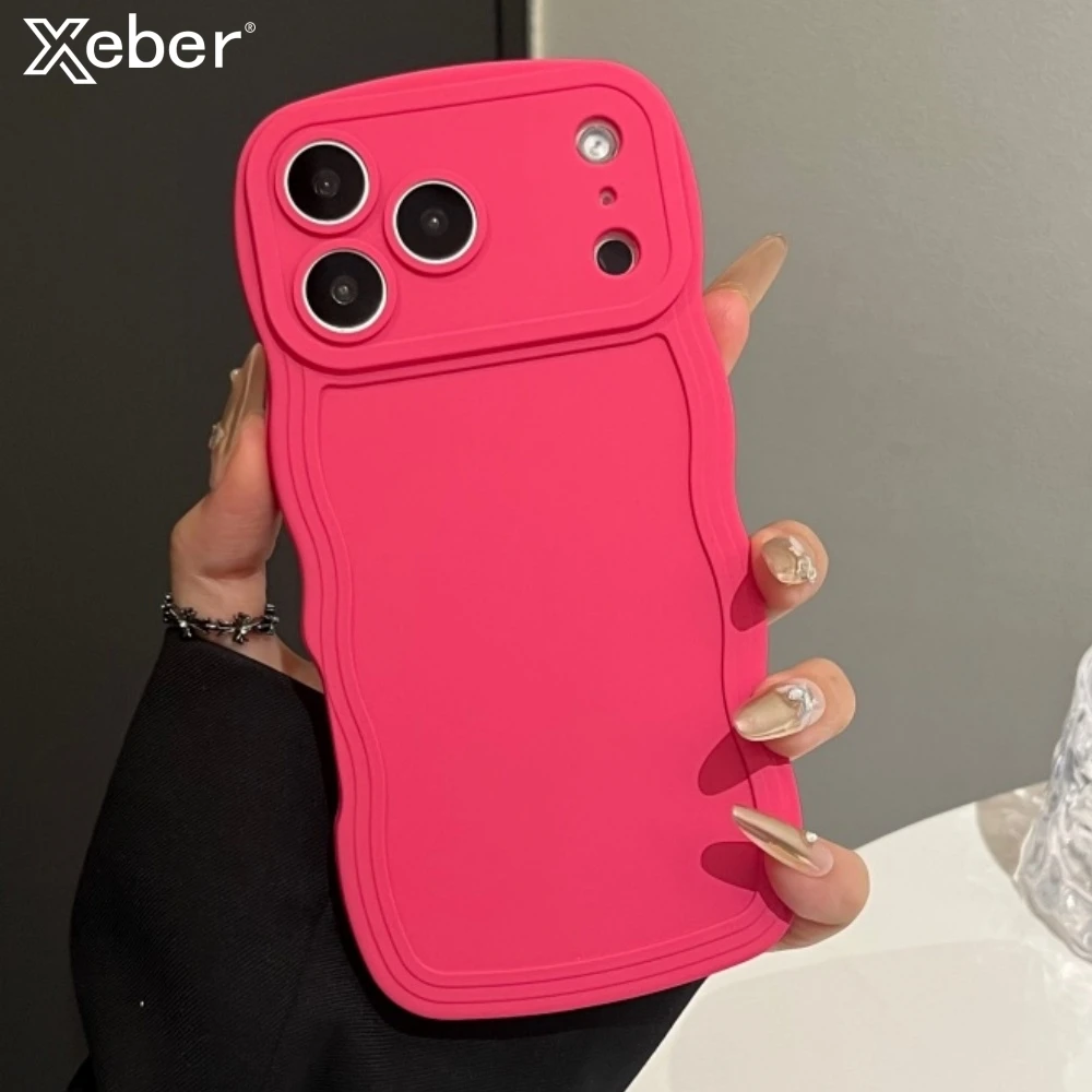 Chic Curly Wavy Matte Silicone Soft Phone Case with Lens Protective Bumper Cover