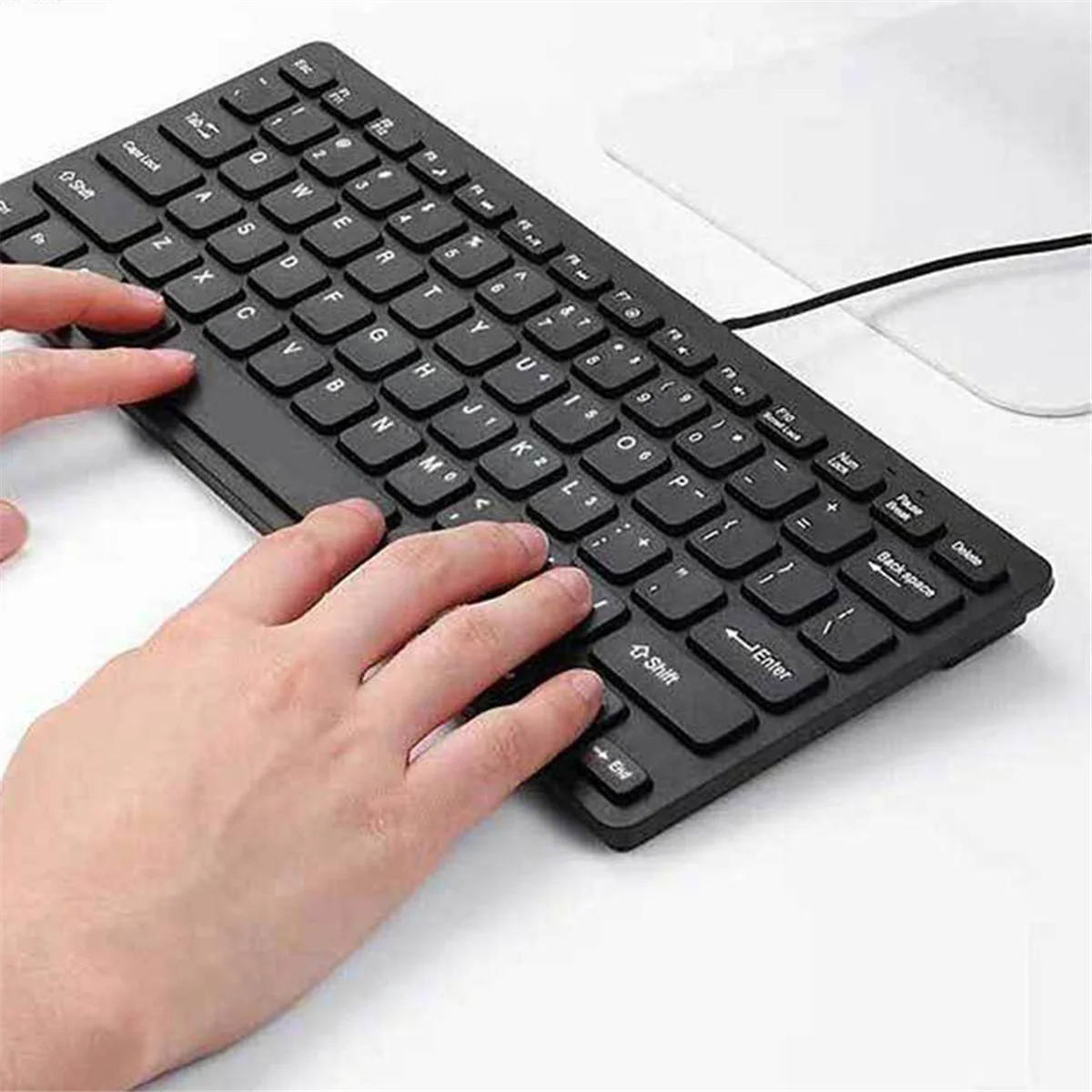 A10I 컴팩트 유선 키보드 USB - PC용 초박형 키보드 미니 게임용 키보드 블랙