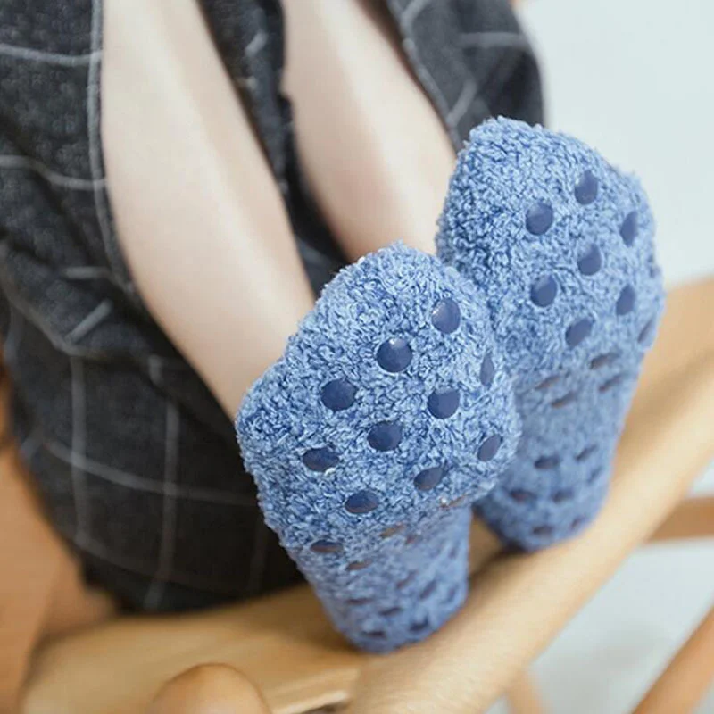 Family Winter Coral Wool Cotton Socks for Women Low Tube Solid Color Warm Socks Home Slippers Non-slip Warm Floor Sock Hosiery