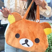 Kawaii Rilakkuma sac fourre-tout en peluche mignon ours blanc marron dessin animé sac à main doux sac à bandoulière décontracté pour femmes fille grande capacité 3