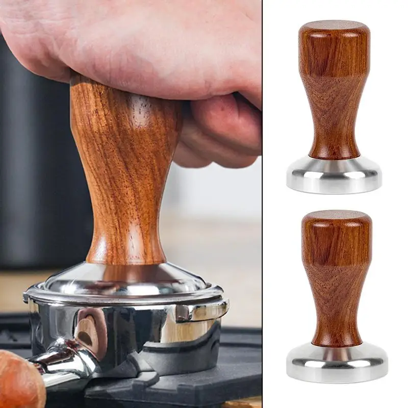 

Coffee Tamper Stainless Steel Espresso Pressing Hammer Espresso Tamp Press With Flat Base And Wooden Handle Coffeeware for home