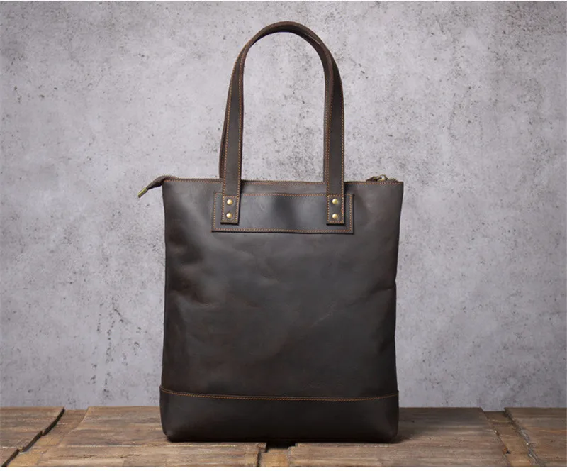 Vintage Natural Crazy Horse Rindsleder Herrenhandtasche Einfache lässige Tragetasche Echtes Leder Tägliche Arbeit 14-Zoll-Laptop-Umhängetasche – Detail 10