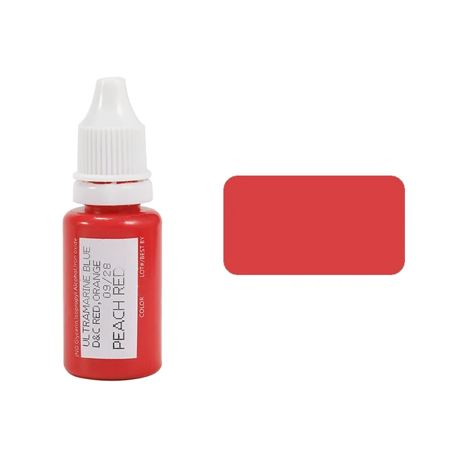15ml Tattoo Ink Set Permanent Makeup Eyebrow Lips Eye Line Tattoo Color Microblading Pigment for Body Beauty Tattoo Art Supplies Peach Red