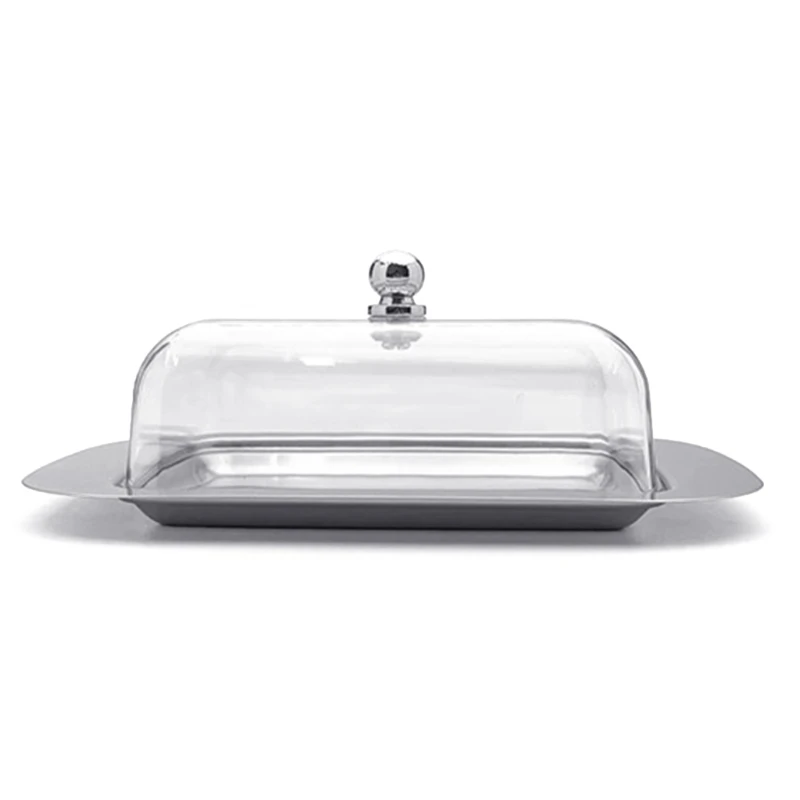 Airtight Butter Dish with Plastic Lid Stainlesss Steel Butter Container for Countertop and Fridge Butters Storage Tray
