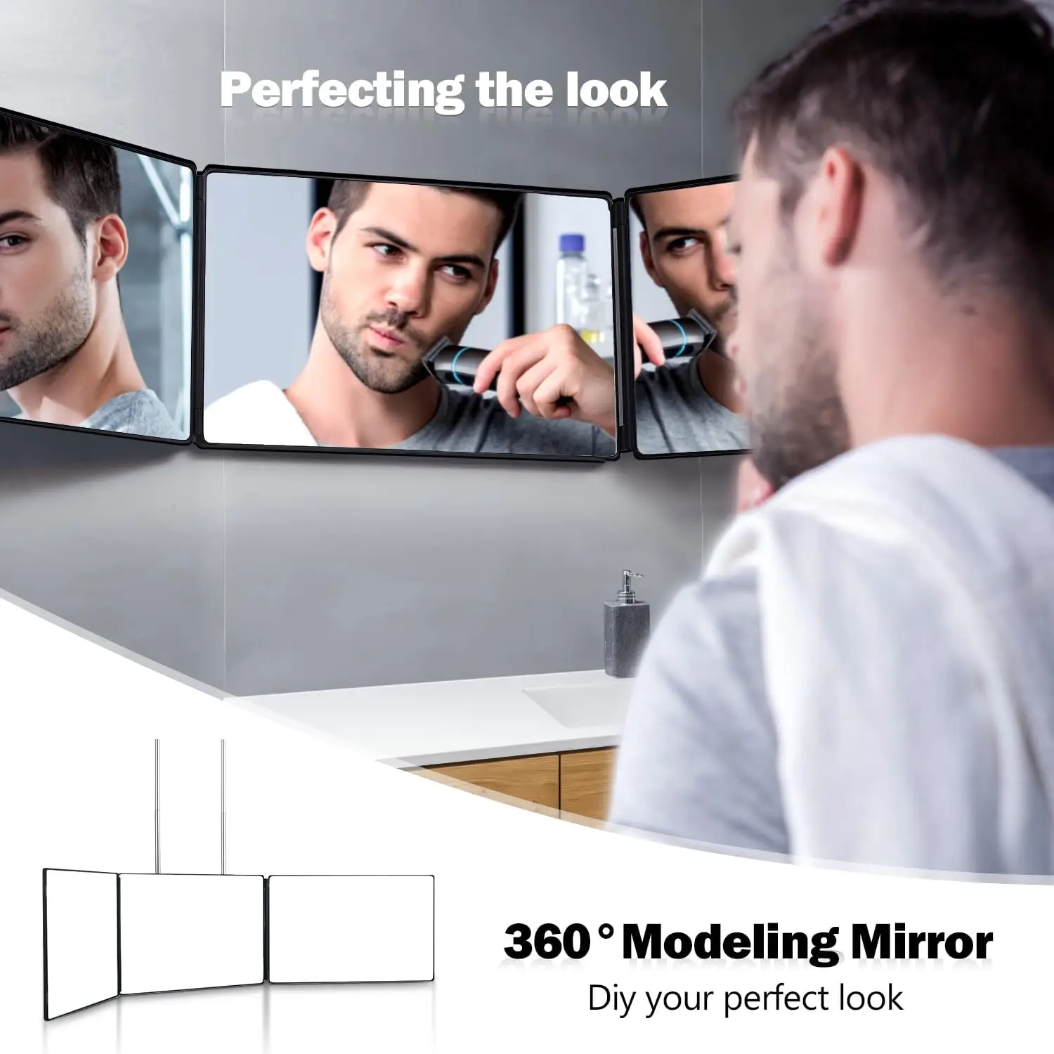 Folding 3 Way Mirror Adjustable Trifold Mirror Self Hair Cutting And  Styling Haircut Tool For Card Magic Accessories Stage Mirro - Makeup Mirrors  - AliExpress