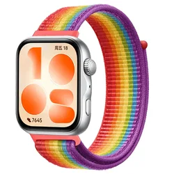 Breathable Sport Nylon Loop Bracelet Wrist Band Strap - Huawei Watch Fit 3 (Rainbow color)