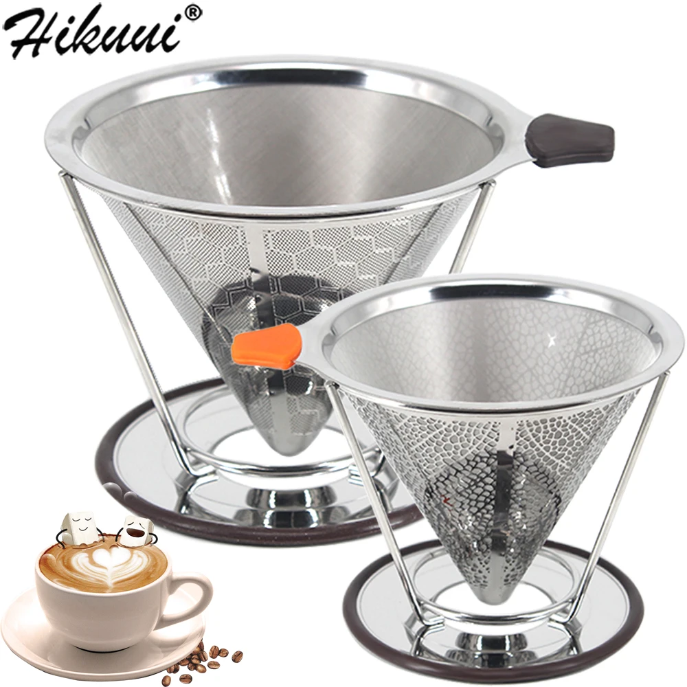 Reusable Coffee Filter Stainless Steel Double Layer Mesh Basket Brewing