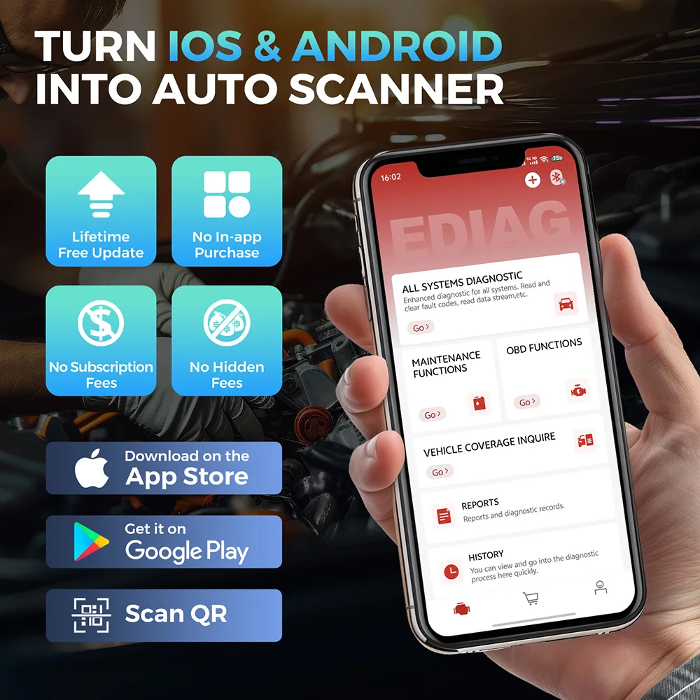 KINGBOLEN Ediag Elite OBD2 Scanner Bluetooth, Bi-Directional Control Scanner All System Diagnostic Tool for iOS & Android, 15+ H 5