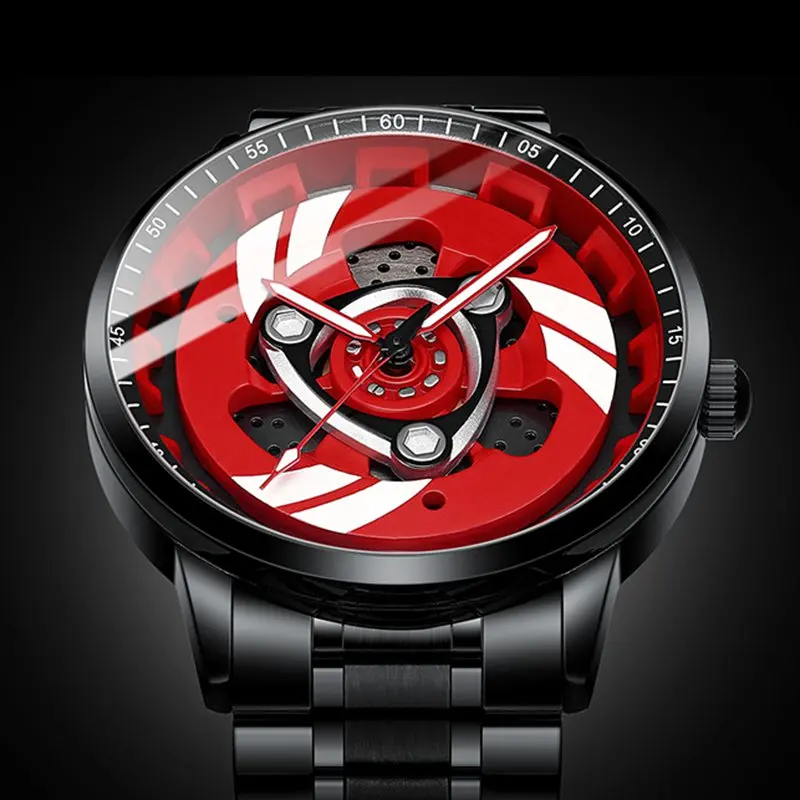 Orologio da uomo con ruota girevole 3D reale Orologi da uomo con bordo per auto Orologio sportivo da uomo al quarzo impermeabile per uomo Orologio da uomo_voghion.com