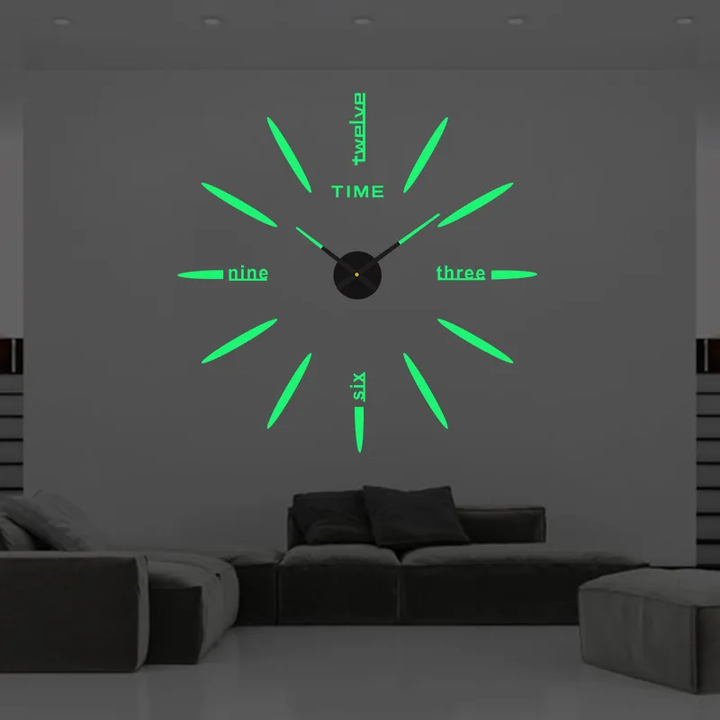 Wall Clocks near me Wall Clock Luminous 40cm/16inch 3D DIY Frameless Wall Decorative Sticker Clock Silent Non Ticking Movement for Home Office Decor living room clocks