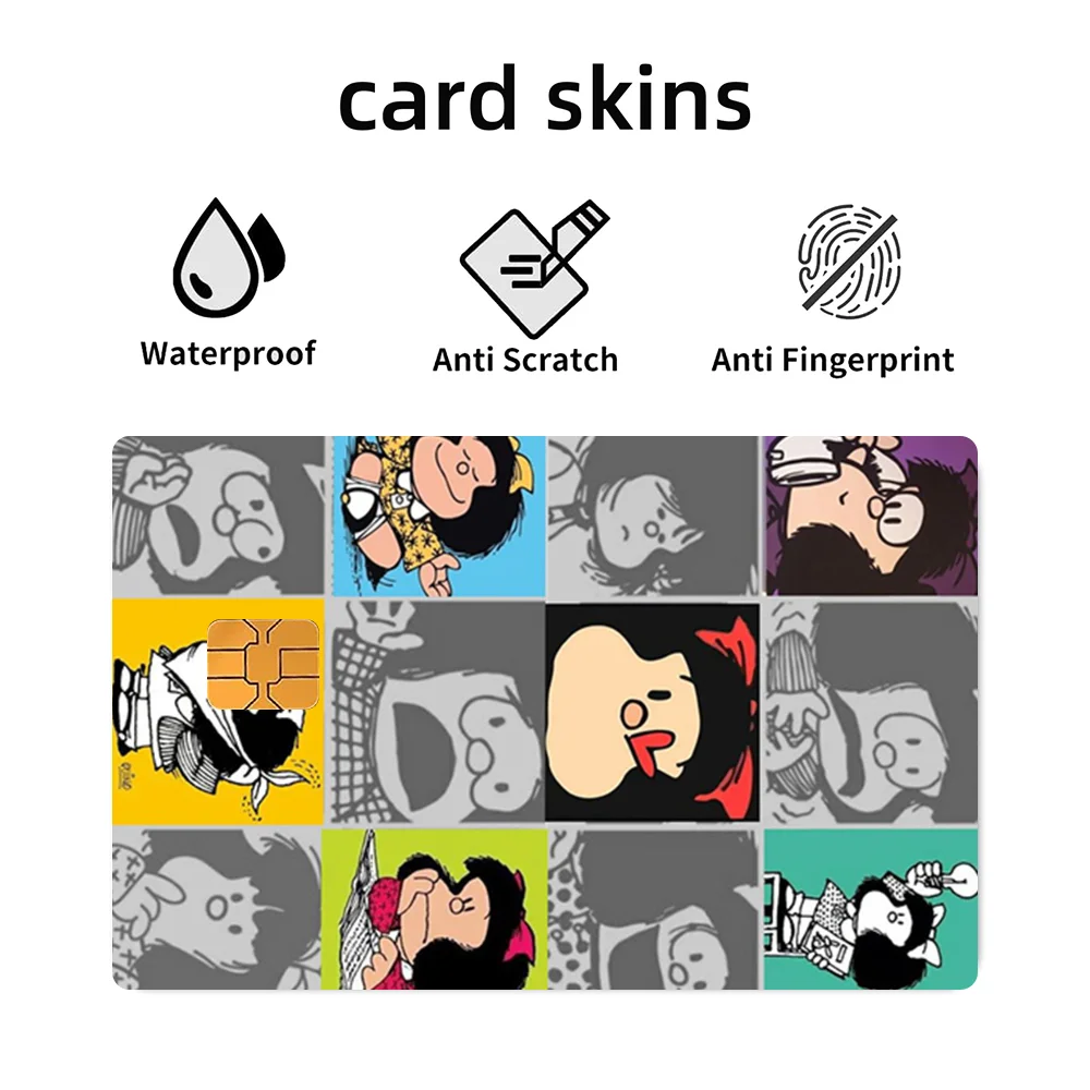 Cute M-Mafaldas Stickers 4pcs PVC Card Skin Stickers For Bank Card Bus Metro Case Decorate Gift