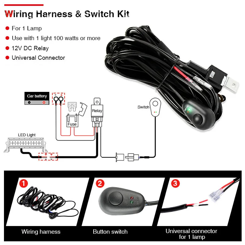 PICAA 22 Inch 120W LED Light Bar 4x4 2x 4" 18W Work Lights Wiring Harness Kit, Dual Rows Spot Flood Combo Driving Lamp For Car Offroad Truck SUV ATV Tractor 12V 24V - View #6