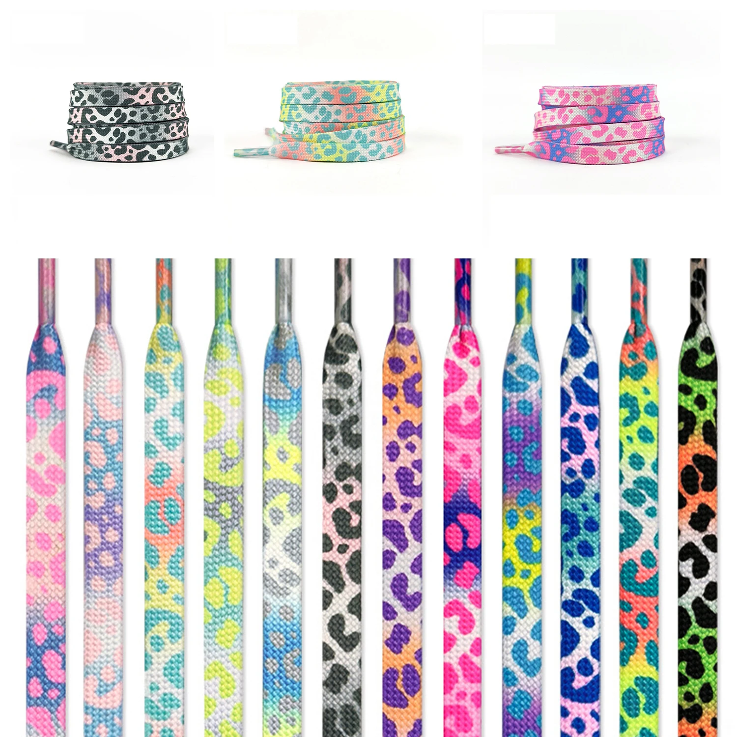 

1 Pair Flat Shoelaces For Sneakers 10 colors Tie-dyed Shoe laces Leopard Shoe lace Boot Laces For Shoes Classic Soft Shoestrings