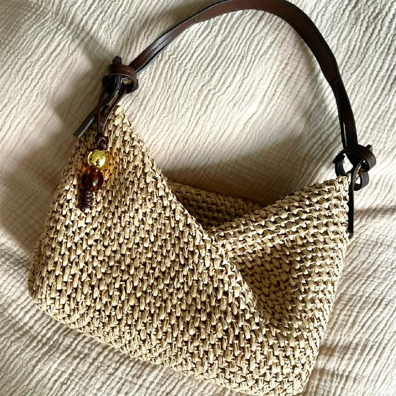 Woven Summer Fashion Straw Bag Beach Holiday Crossbody Bag Shopping Large Capacity Shoulder Handbag Messenger Ladies Women